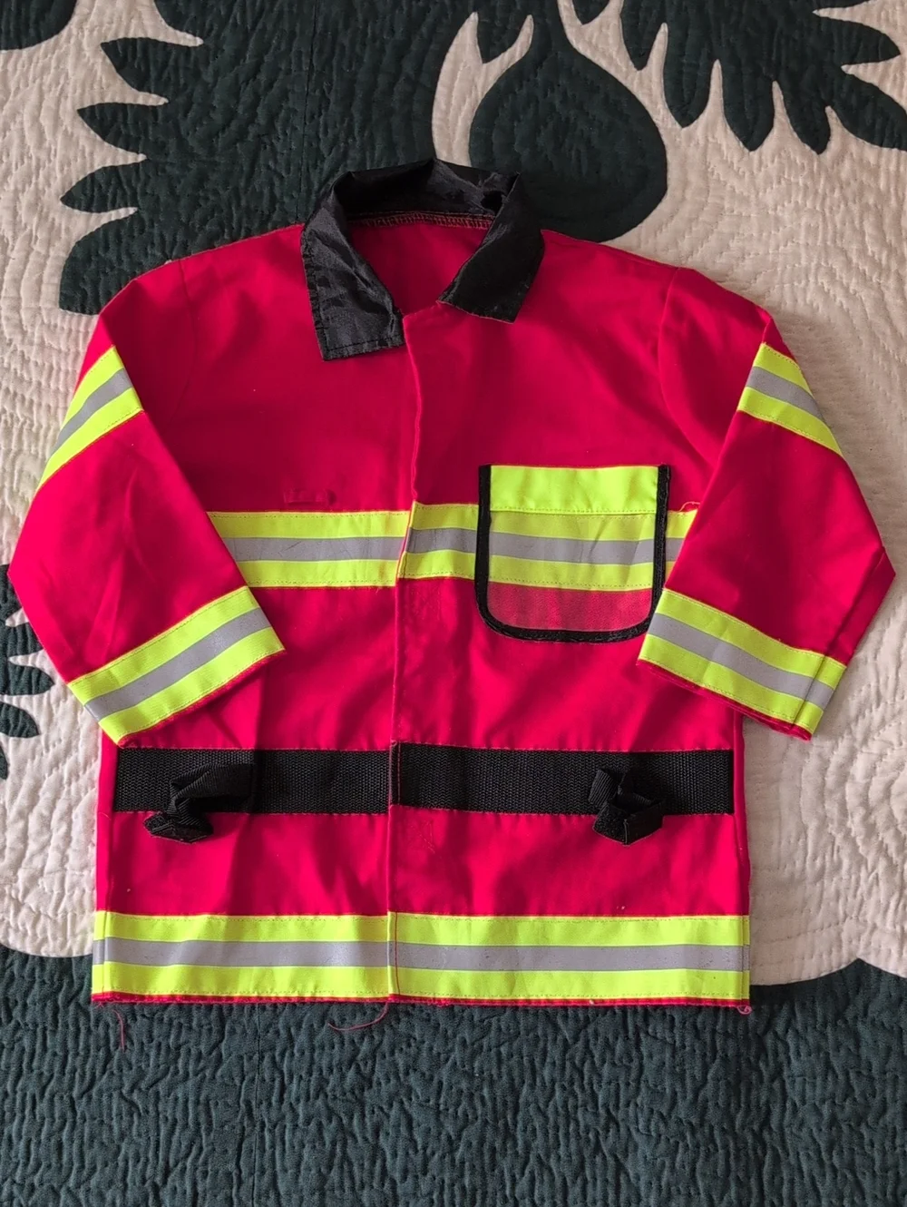 High-Visibility Fire 🚒 Chief Safety Jacket in Red with Reflective Stripes